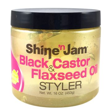 Ampro Shine 'n Jam Black Castor & Flaxseed Oil Styler 453g