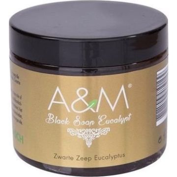 A&M Zwarte Zeep Eucalyptus 200gr verpakking