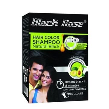 Black Rose Henna Color Shampoo 15ml - Natural Black