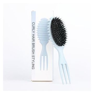 Detangling Curl Defining Brush met groeven en richels in blauw