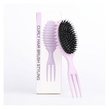 Detangling Curl Defining Brush met groeven en richels in paars