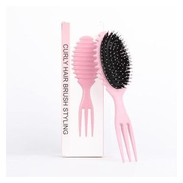 Detangling Curl Defining Brush met groeven en ribbels in roze