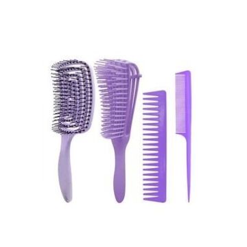 Detangling Hair Brush Comb Set in paars