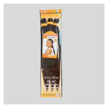 Queen Braids pre Stretched 3x 28'' 1B-30 haarextensions