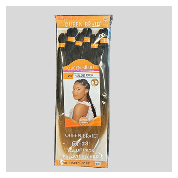 Queen Braids Pre Stretched 6x 28'' in kleur 1B-27