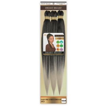 Smart Braids Pre Stretched 3x - 28 Inches # T1B/Silver haarextensions